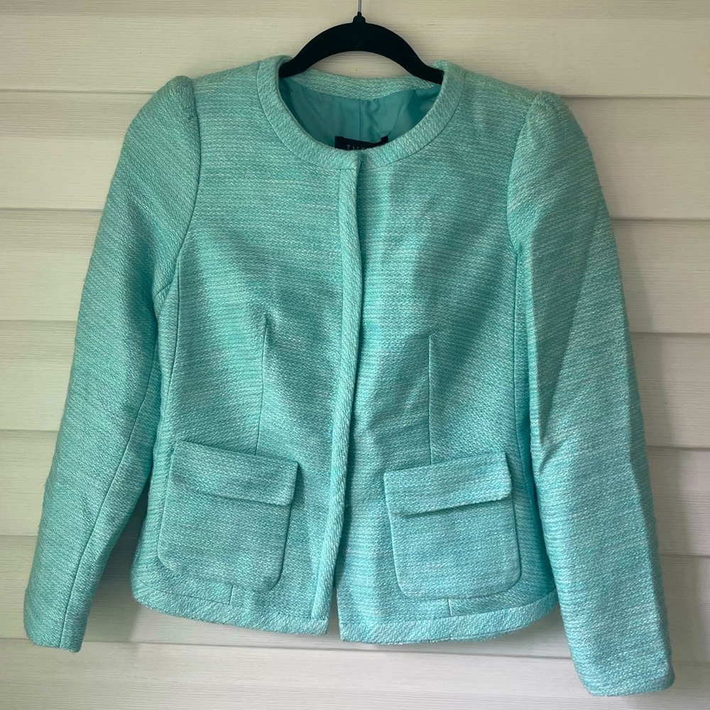 Talbots | Tweed Aqua Structured Button Down Blazer/ Suit Jacket